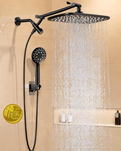 11.8 in High-Pressure Shower Combo — Matte Black