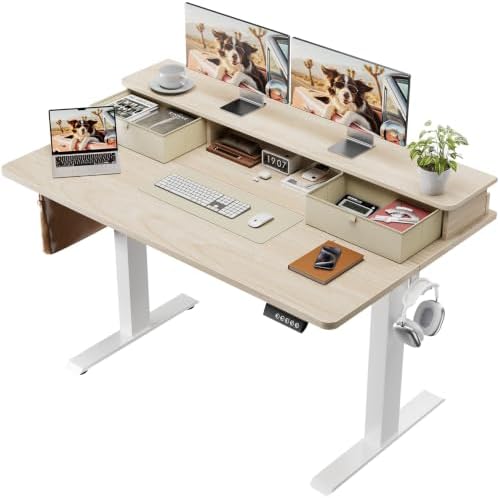 Standing Desk with Drawers — Wood